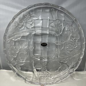 Crystal Clear Studios Japan Frosted Florals Divided Tray Or Platter